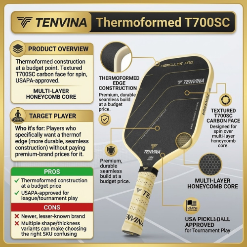 TENVINA Thermoformed T700SC budget pickleball paddle