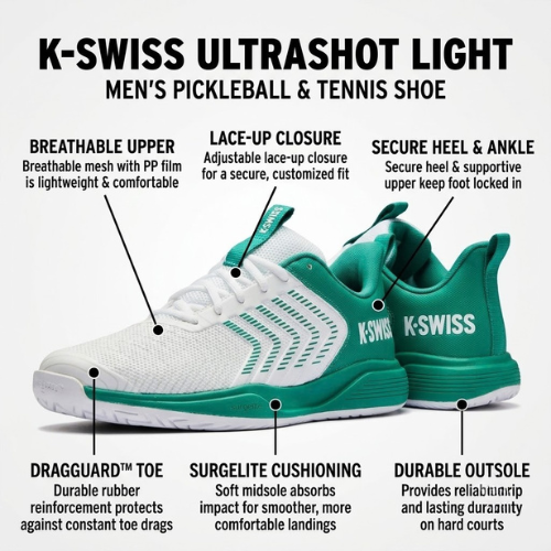 K-Swiss Ultrashot Light men's pickleball and tennis court shoe