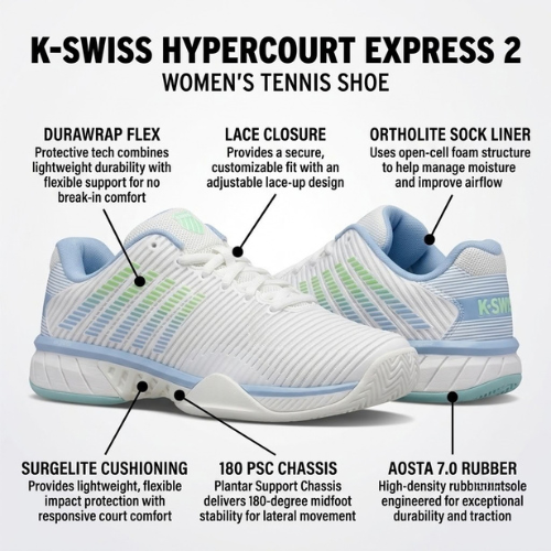 K-Swiss Hypercourt Express 2 Tennis Shoe women's model