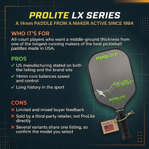 ProLite LX Series 14mm made in USA pickleball paddle