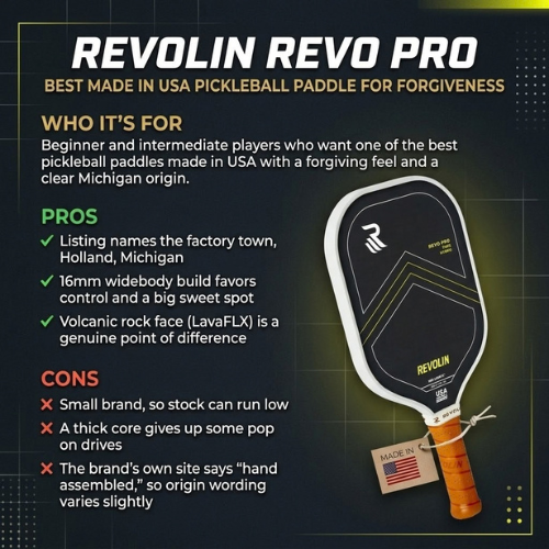 Revolin Revo Pro - one of the best pickleball paddles made in USA